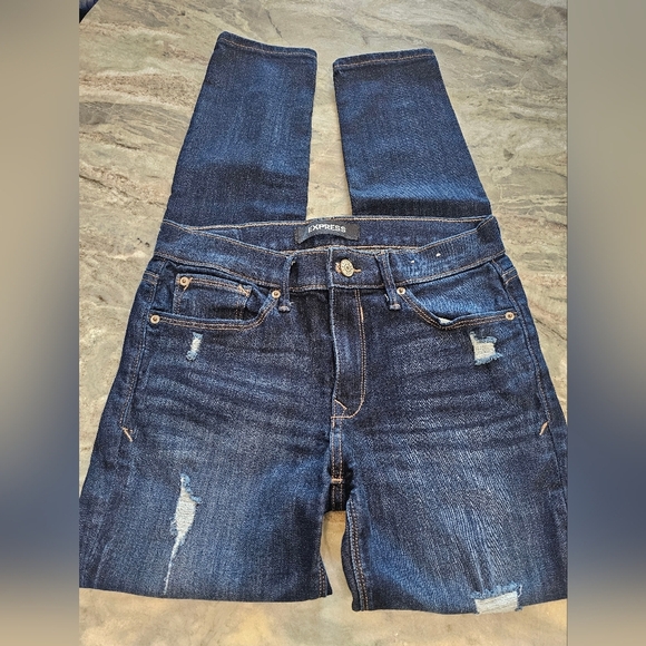 Express Distressed Stretch Mid Rise Legging Jeans 6R - Picture 1 of 11